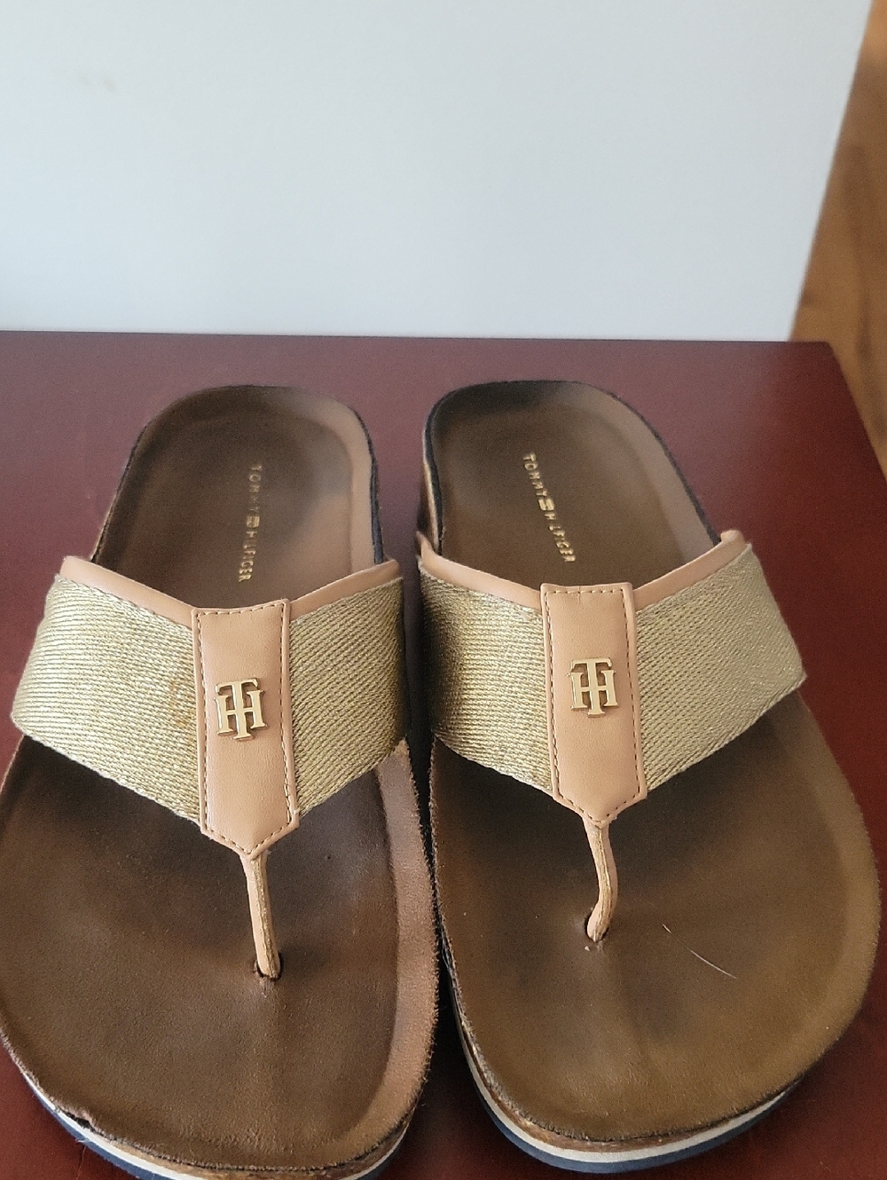 Tommy Hilfiger Sandals 6.5 Gold/Brown